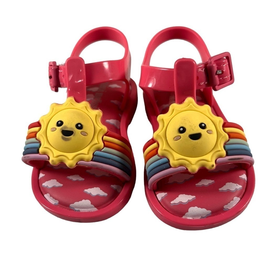 Mini Melissa Rainbow Jelly Cloudy Sun Beach Toddler Girl Pink Sandals Size US 5